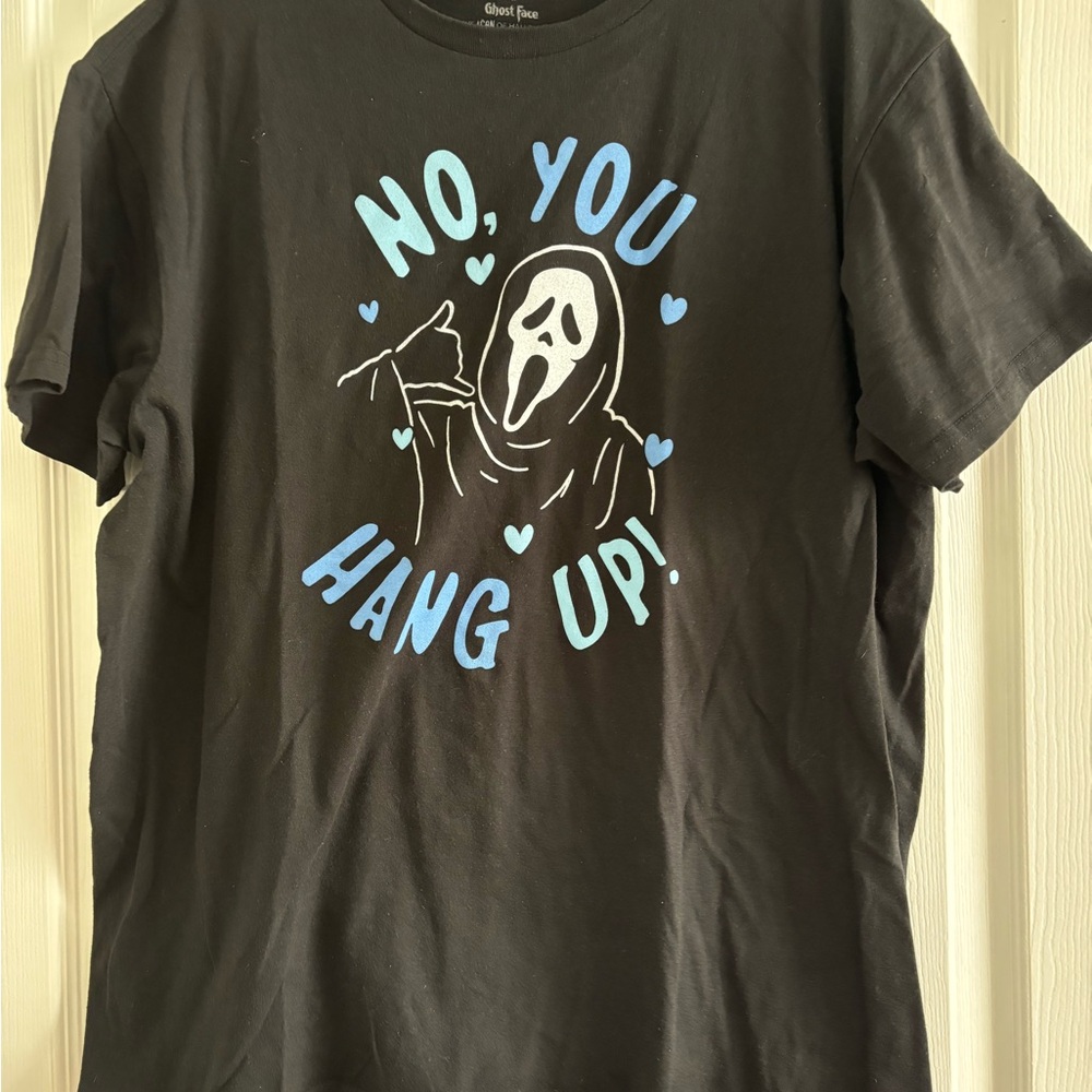 Black Shirt with Blue Graphic